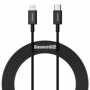 Cablu de date Baseus Superior CATLYS-C01 USB-C - Lightning, 2m, Black