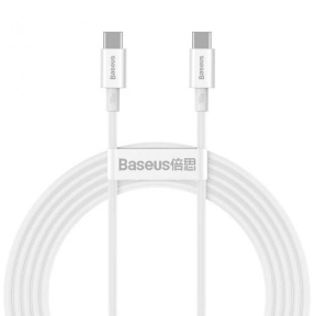 Cablu de date Baseus Superior, Fast Charging, CATYS-C02, USB-C - USB-C, 2m, White