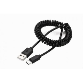 Cablu de date Gembird Coiled CC-USB2C-AMCM-0.6M, USB - USB-C, 0.6m, Black