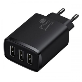 Incarcator retea Baseus Compact, 3x USB-A, 17W, Black