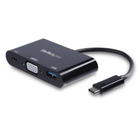 Adaptor Startech CDP2VGAUACP, USB-C + VGA + USB3.0 - USB-C, Black