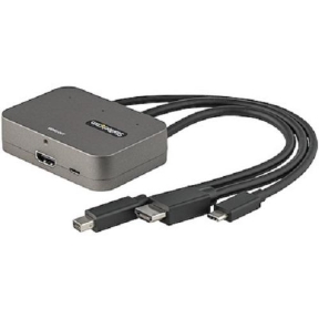 Adaptor Startech CDPHDMDP2HD, HDMI - USB-C + HDMI + Mini Displayport, Gray