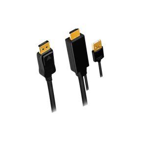 Cablu Logilink CH0091, DisplayPort male - HDMI + USB-A male, 2 m, Black
