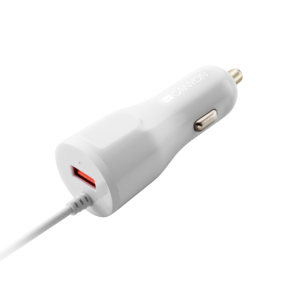 Incarcator auto Canyon CNE-CCA033W, 1x USB, 2.4A, White