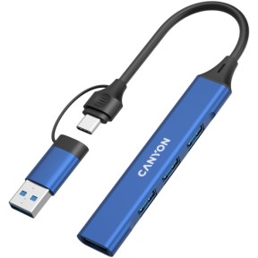 Hub USB Canyon DS-02, 1 x USB-A 3.0, 3 x USB-A 2.0, Blue