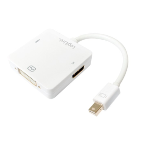 Adaptor Logilink CV0045A, Mini DisplayPort male - HDMI + DVI + DisplayPort female, White