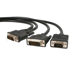 Cablu Startech DVIVGAYMM6, DVI-I -  DVI-D + VGA, 0.9m, Black