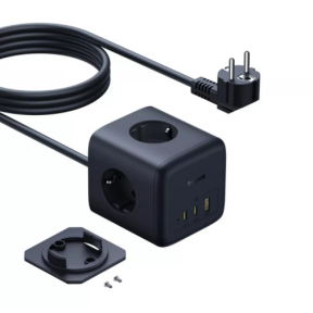 Prelungitor Baseus EnerFill FA11, 3 x Schuko, 1 x USB-A, 2 x USB-C, 67W, Black