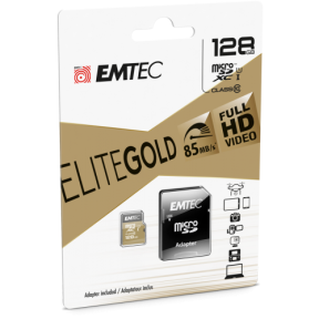 Memory Card microSDXC Emtec Elite Gold 128GB, Class 10, UHS-I U1 + Adaptor SD