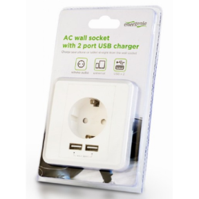 GEMBIRD EG-ACU2A2-01 Energenie AC wall socket with 2 port USB charger German socket