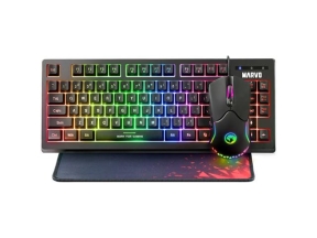 Kit Marvo CM310 - Tastatura RGB LED, USB, Black + Mouse Optic, USB, Black + Mouse Pad, Black-Red