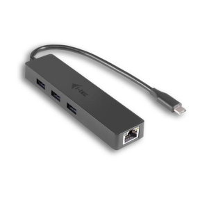 Hub USB i-tec Slim C31GL3SLIM, 3x USB 3.2 gen 1 + 1x RJ45, Black