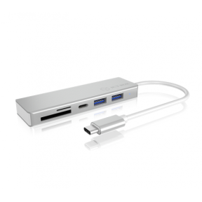 Hub USB Raidsonic IcyBox IB-HUB1413-CR, 2x USB 3.2 gen 1 + 1x USB-C + Card Reader, Silver