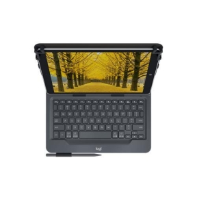 Husa/Stand Logitech Universal Folio cu tastatura pentru tableta de 9-10inch, Layout Elvetia, Black