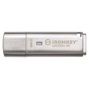 Stick Memorie Kingston IronKey Locker+50 64GB, USB 3.2 gen 1, Silver