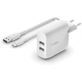 Incarcator retea BELKIN WCE001VF1MWH, 2x USB-A, White