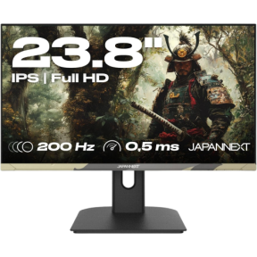 JAPANNEXT Monitor 23.8" IPS Full HD 200Hz 0.5ms Height & Tilt Adjustment, Speakers, 100% sRGB, G-Sync/FreeSync, Camo