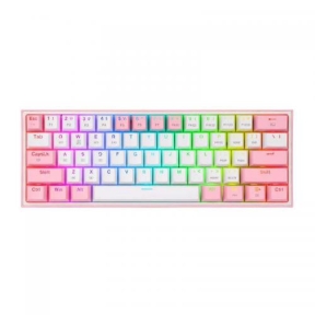 Tastatura Wireless Redragon Fizz Pro, RGB LED, USB Wireless/Bluetooth, White-Pink