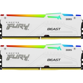 Kit Memorie Kingston Fury Beast RGB White AMD EXPO/Intel XMP 3.0, 32GB, DDR5-5200MHz, CL36, Dual Channel