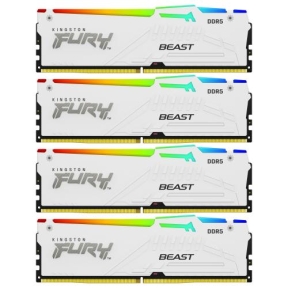 Kit Memorie Kingston Fury Beast RGB White Intel XMP 3.0, 128GB, DDR5-5200MHz, CL40, Quad Channel