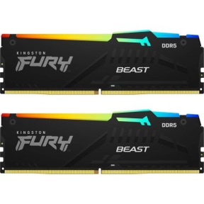 Kit Memorie Kingston Fury Beast RGB Black AMD EXPO/Intel XMP 3.0, 64GB, DDR5-5600MHz, CL36, Dual Channel