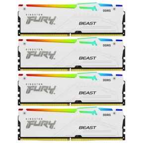 Kit Memorie Kingston Fury Beast RGB White Intel XMP 3.0, 128GB, DDR5-5600MHz, CL40, Quad Channel