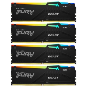 Kit Memorie Kingston Fury Beast RGB Black Intel XMP 3.0, 64GB, DDR5-6000MHz, CL40, Quad Channel