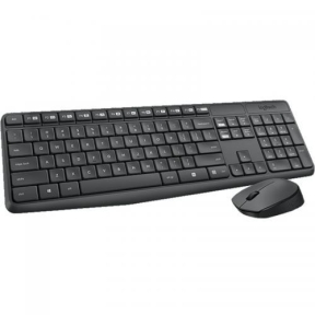 Kit Wireless Logitech MK235 - Tastatura, USB, Layout Germana, Black + Mouse Optic, USB, Black-Grey