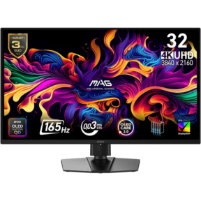 MAG 322UP QD-OLED E16, 31.5", UHD, 3840 x 2160, HDMI, Display Port, NVIDIA G-SYNC, AMD FreeSync Premium Pro,165 Hz, 0.03ms, Negru