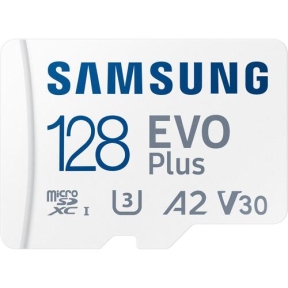 Memory Card microSDXC Samsung EVO Plus 128GB, Class 10, UHS-I U3, V30, A2 + Adaptor SD