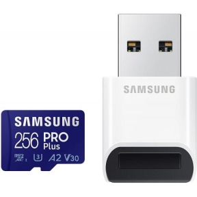 Memory Card microSDXC Samsung PRO Plus 256GB, Class 10, UHS-I U3, V30, A2 + USB Card Reader