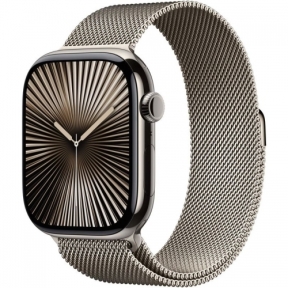 SmartWatch Apple Watch S10 Titanium, 1.96inch, 4G, Curea Inox S/M, Natural Milanese Loop