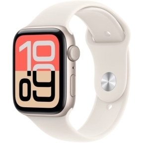 SmartWatch Apple Watch SE 3 (2025) Aluminium, 1.78 inch, 5G, Curea Silicon M/L, Starlight - Starlight Sport Band