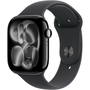 SmartWatch Apple Watch Series 11 Aluminium, 1.77inch, Curea Silicon S/M, Jet Black - Black Sport Band