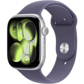 SmartWatch Apple Watch Series 11 Aluminium, 1.96 inch, Curea Silicon S/M, Silver - Purple Fog Sport Band