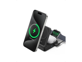 Incarcator wireless Anker MagGo 3-in-1, 15W, Black