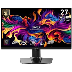 MPG 271QR QD-OLED X50, 26.5", QD-OLED, WQHD, 2560x1440, HDMI, DisplayPort, 98W PD, AMD FreeSync Premium Pro, Pivot, 500Hz 0.03ms, Negru