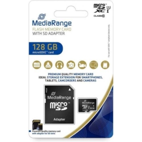 Memory Card MicroSDXC MediaRange MR945, 128GB, Class10 + Adaptor SD