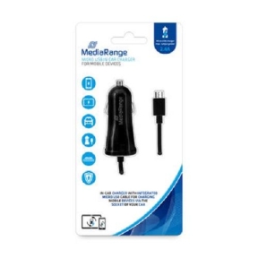 Incarcator auto MediaRange MRMA101-02, 1x microUSB, 1m, Black