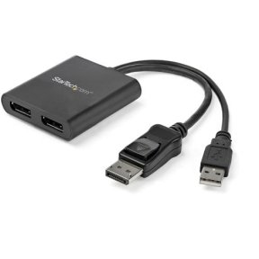 Adaptor Startech MSTDP122DP, 2x Displayport female - Displayport + USB, Black