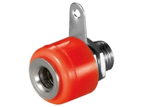 Mufa banana mama, 4mm, cu surub, plastic, montabil pe panou, rosuAmbalare: vrac 1 buc. OEM HCT11667