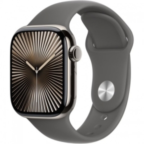 SmartWatch Apple Watch S10 Titanium, 1.77inch, 4G, Curea Silicon M/L, Stone Grey Sport