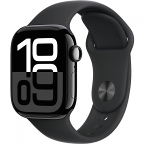 SmartWatch Apple Watch S10 Titanium, 1.77inch, 4G, Curea Silicon M/L, Black Sport Band
