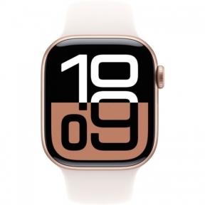 SmartWatch Apple Watch S10 Aluminiu, 1.96inch, 4G, Curea Silicon S/M, Light Blush Sport