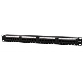 Patch panel Gembird NPP-C624CM-001, 19inch, 1U, 24 porturi, Cat6, UTP, Black