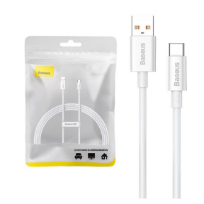 Cablu de date Baseus Superior, USB-A male - USB-C male, 1.5m, White