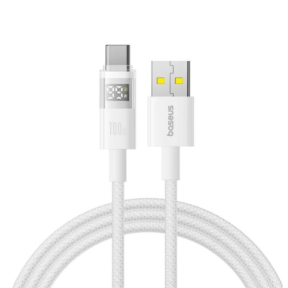 Cablu de date Baseus Display, USB-A male - USB-C male, 2 m, White