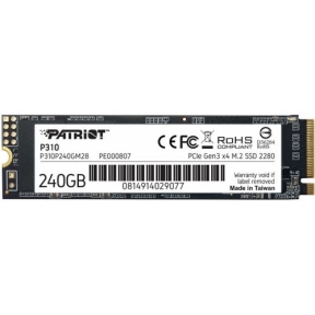 SSD Patriot P310 240GB, PCI Express 3.0 x4, M.2