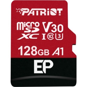 Memory Card microSDXC Patriot EP 128GB, Class 10, UHS-I U3, V30, A1 + Adaptor SD