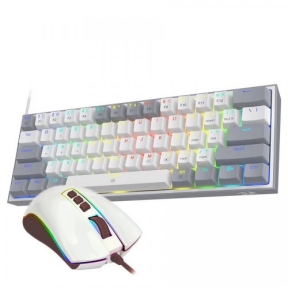 Kit Tastatura Redragon Dynamic Duo, USB, White-Grey + Mouse Optic, USB, Black-White